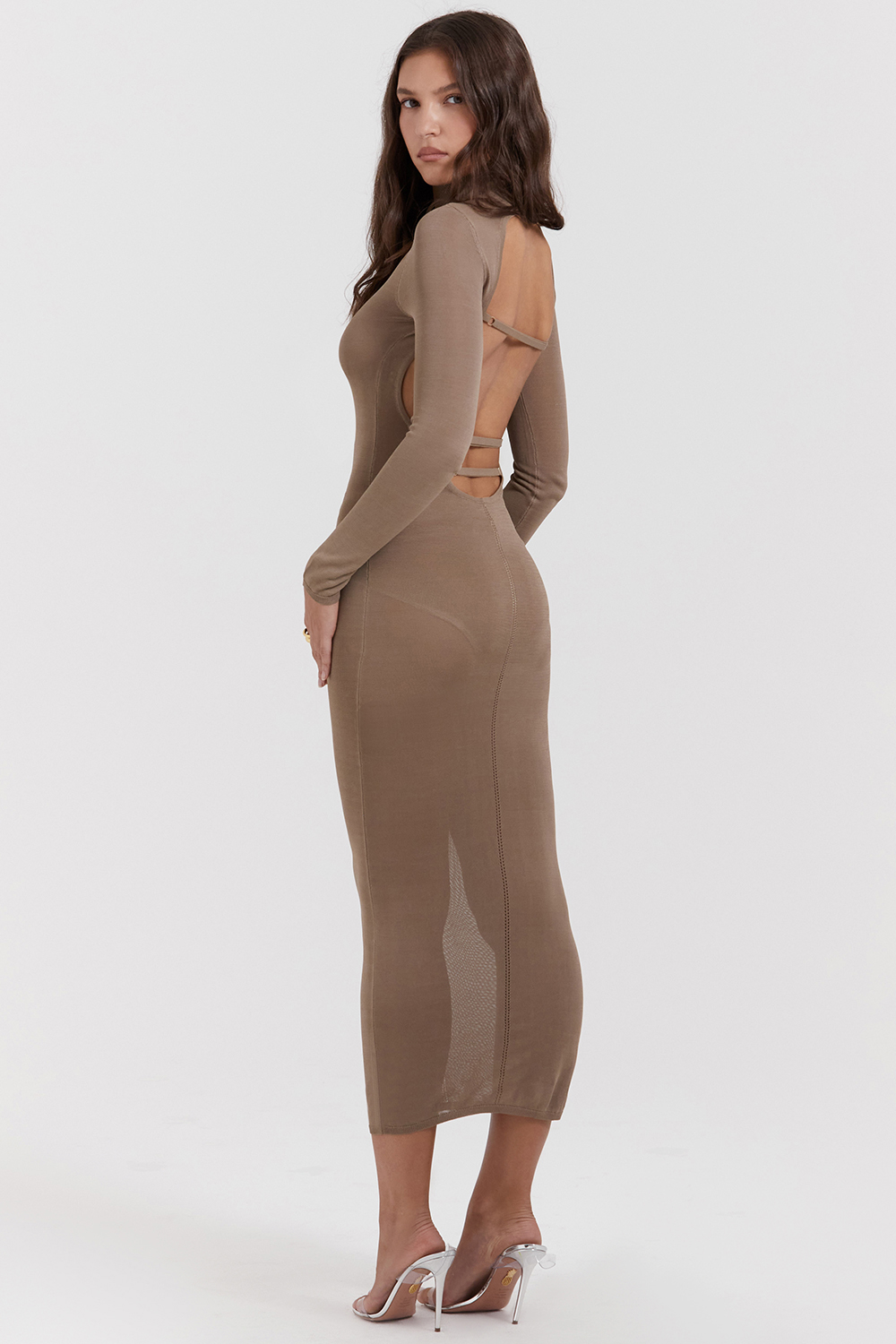 Roberta Tan Knit Midi Dress - luluinthesky
