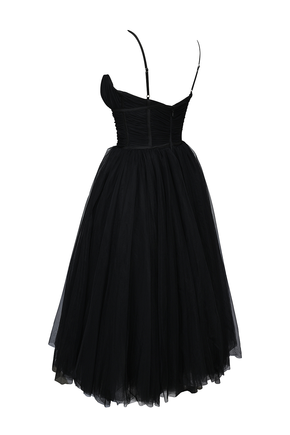 Countess Black Tulle Ruched Bodice Midi Dress - SALE - luluinthesky