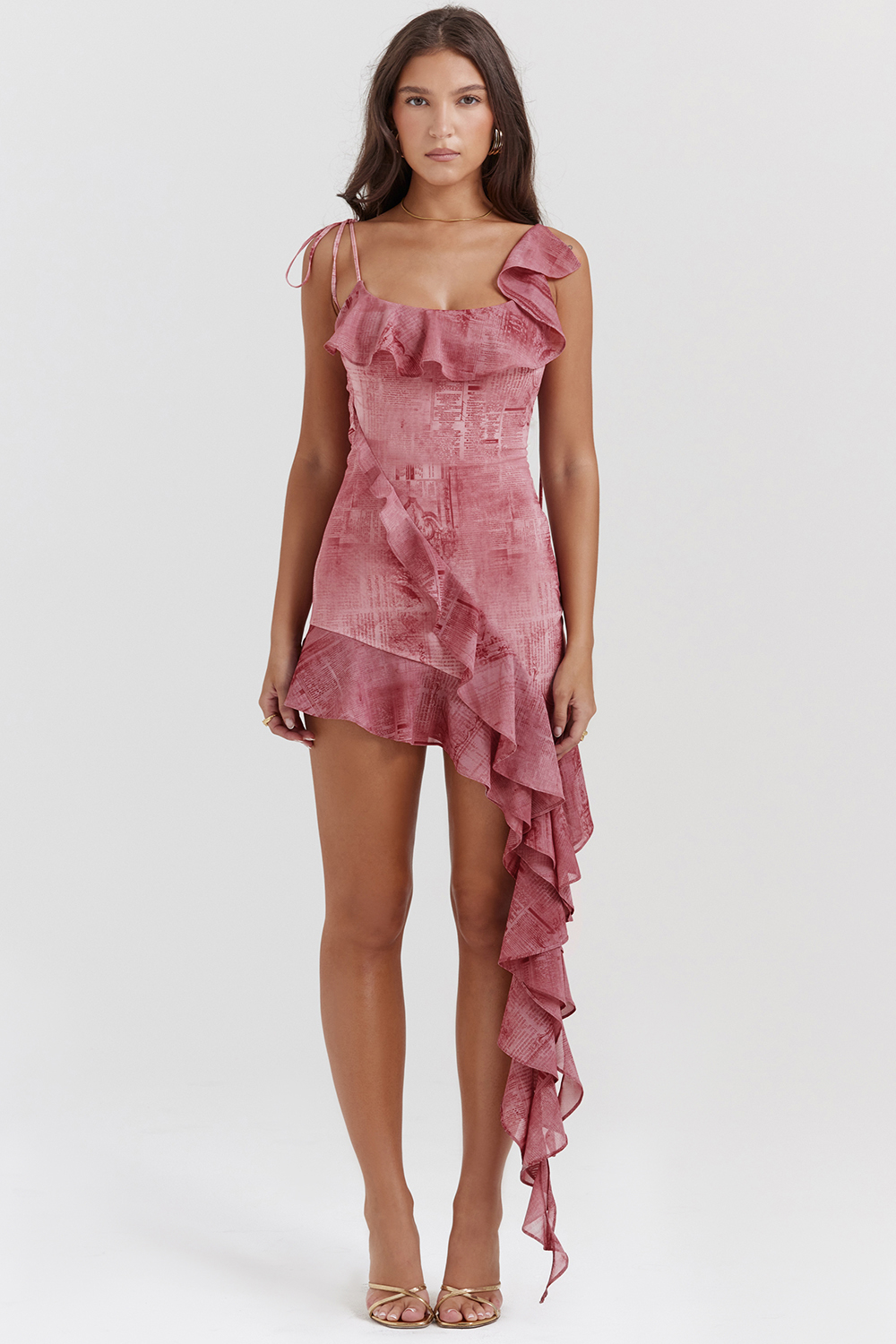 Lyrah Pink Print Ruffle Mini Dress - luluinthesky