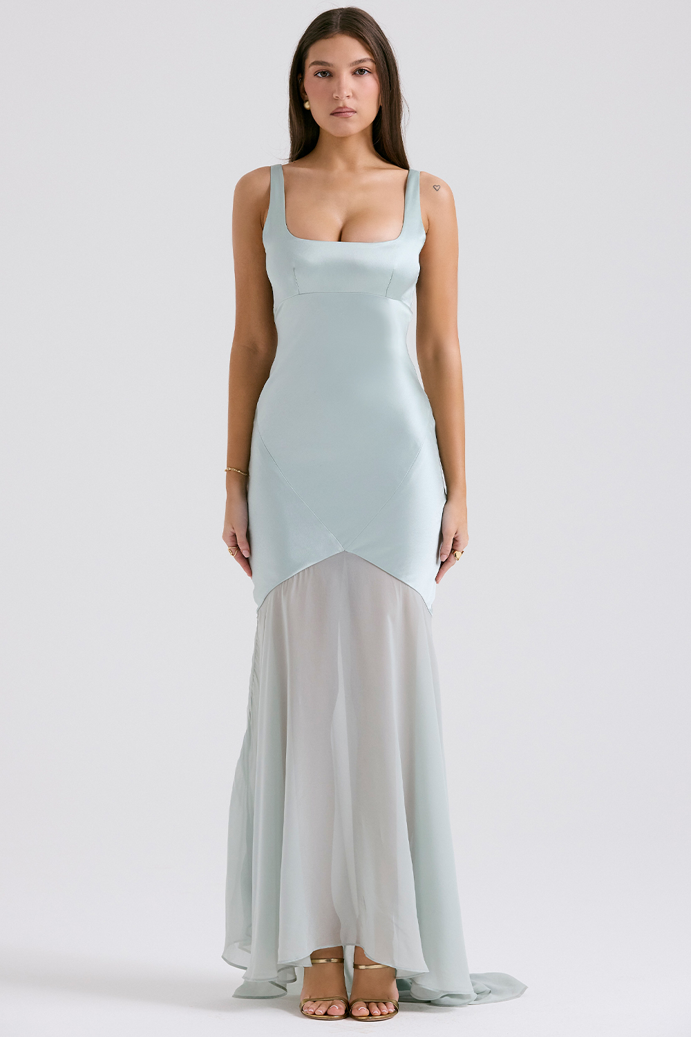 Vittoria Pistachio Chiffon Floor Length Gown - luluinthesky