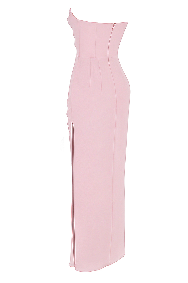 Adrienne Pink Quartz Georgette Strapless Gown - luluinthesky