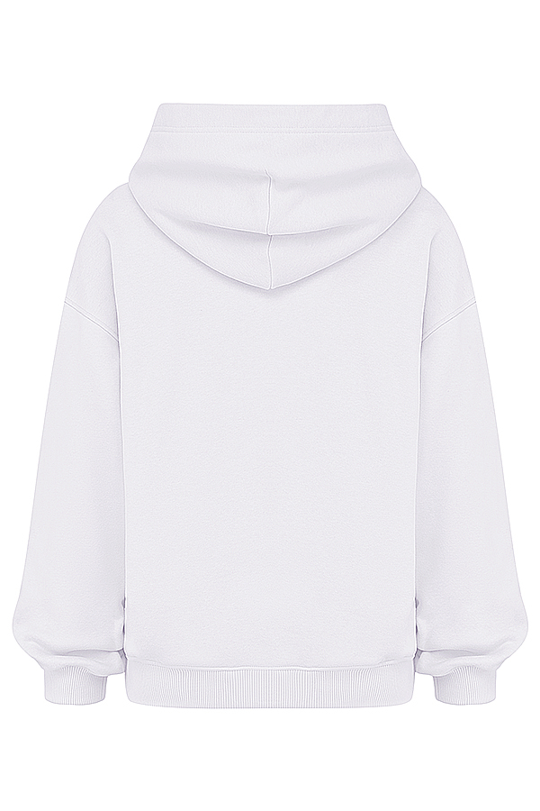 Mirage White Cotton Fleece-Back Zip Through Hoodie - luluinthesky