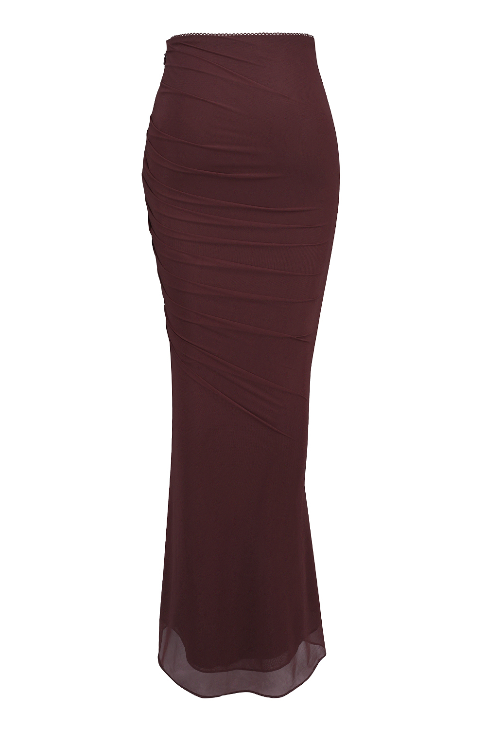 Cassidy Cabernet Fluted Hem Mesh Maxi Skirt - luluinthesky
