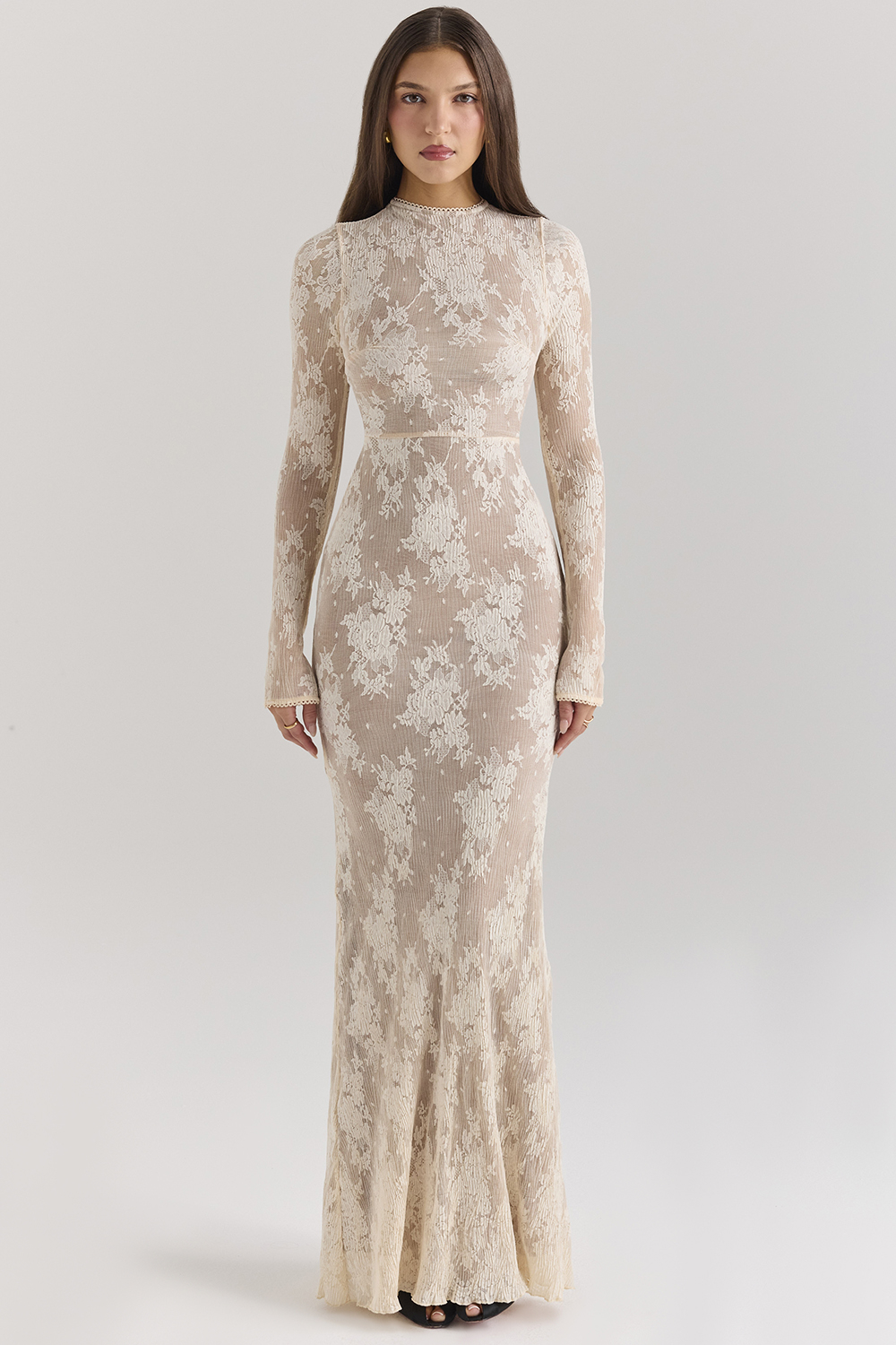 Isoline Peach Lace Maxi Dress - luluinthesky