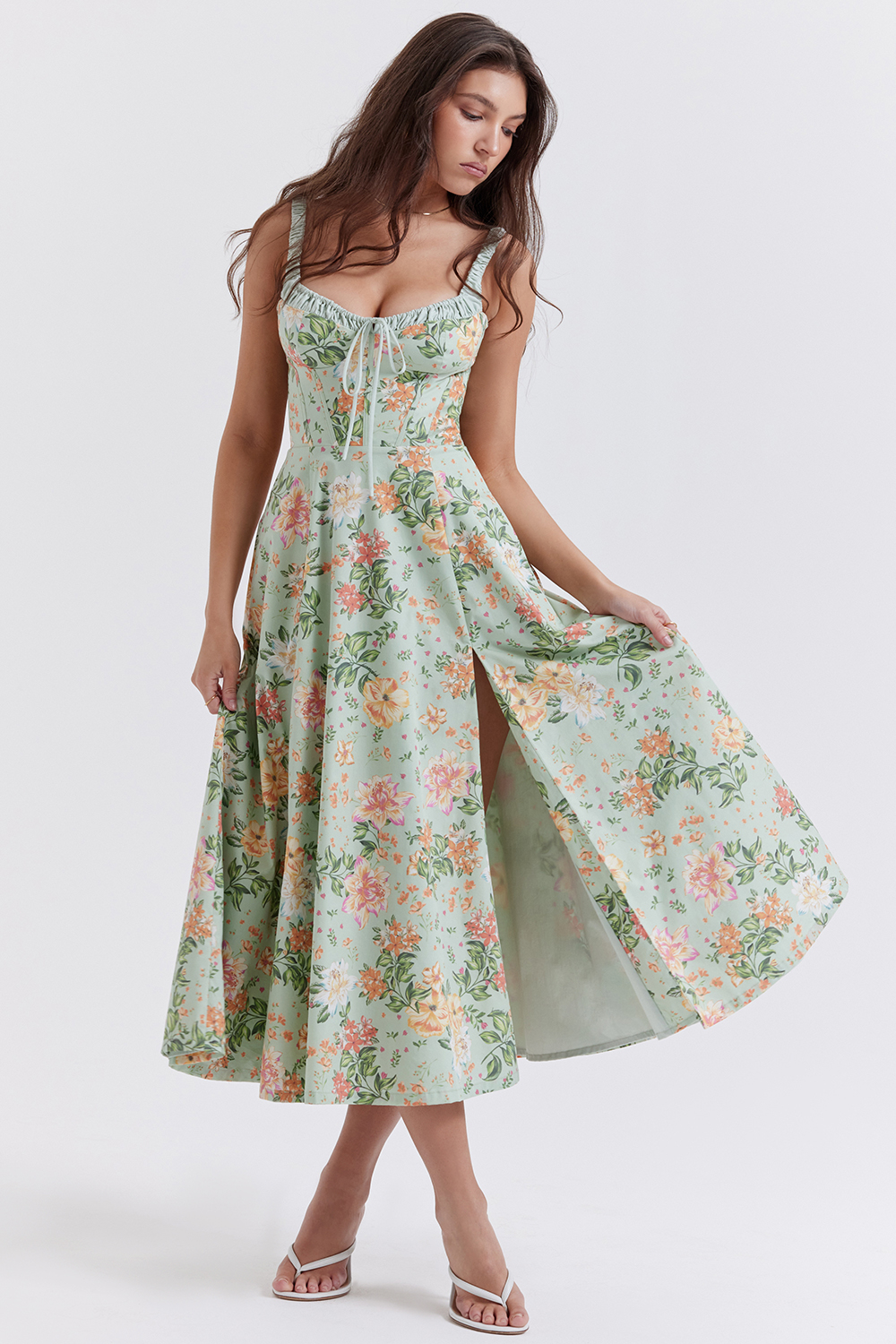 Sabrina Light Jade Print Bustier Sundress - luluinthesky