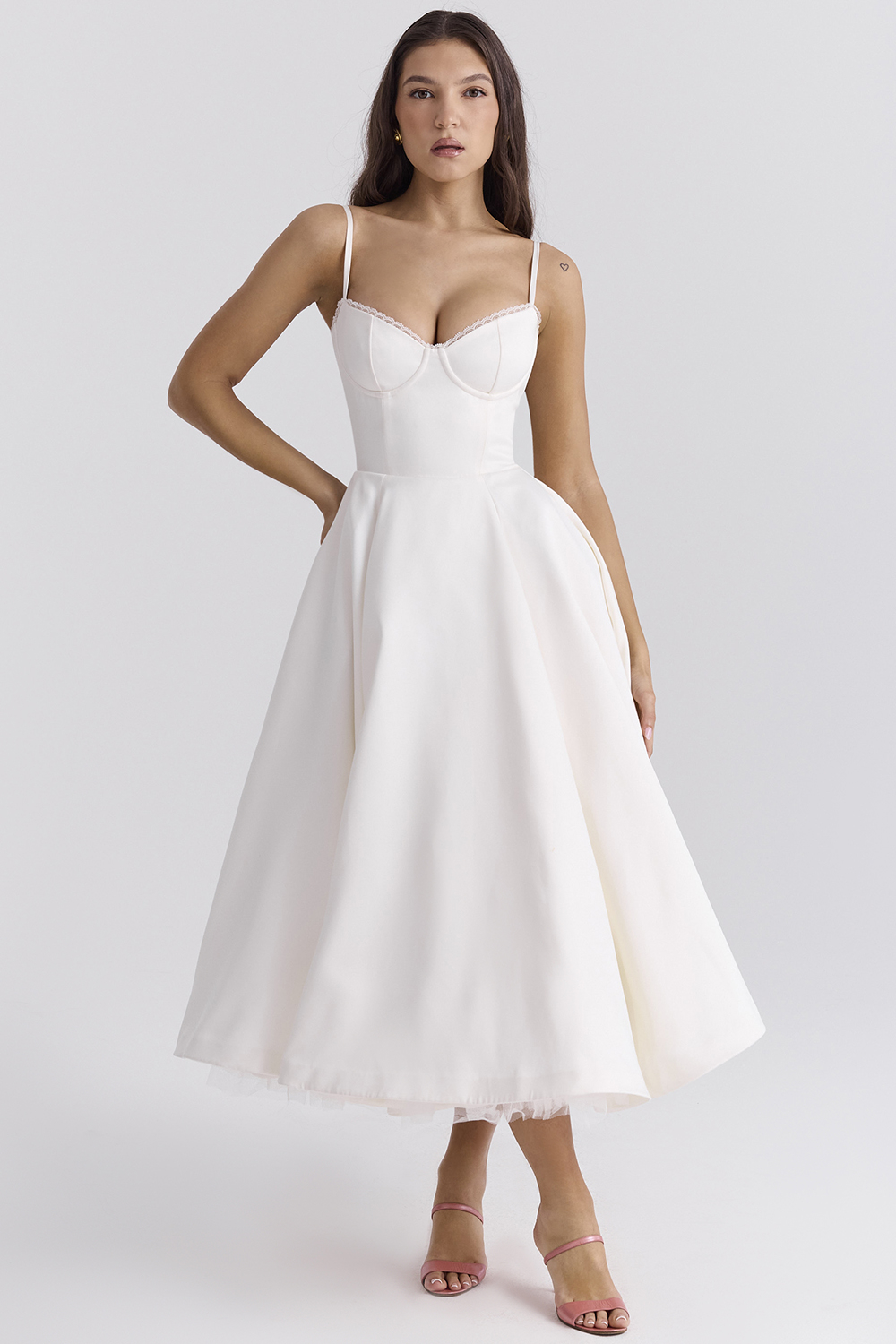 Mademoiselle White Tulle Midi Dress - luluinthesky