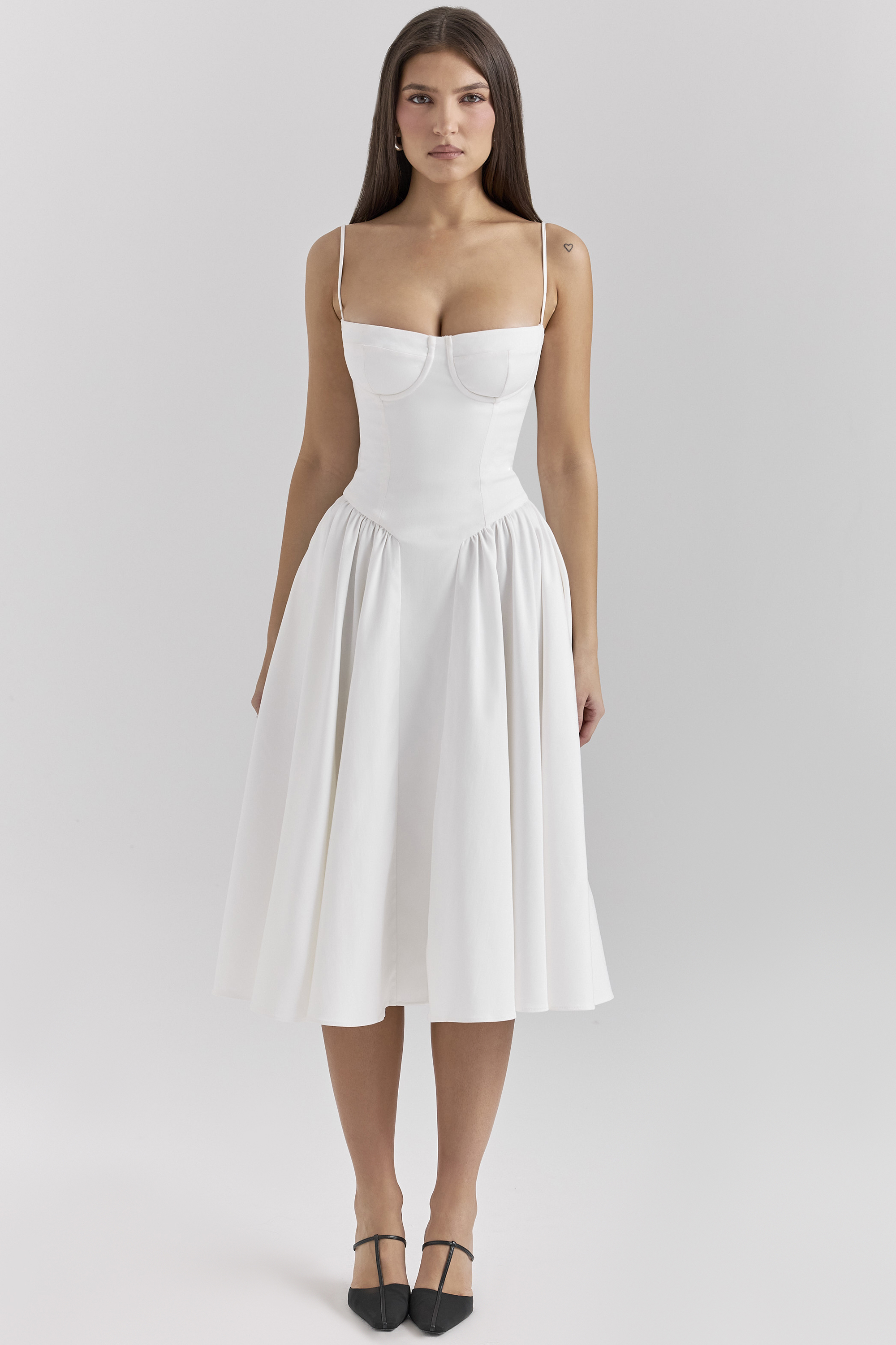 Samaria White Corset Midi Dress - luluinthesky