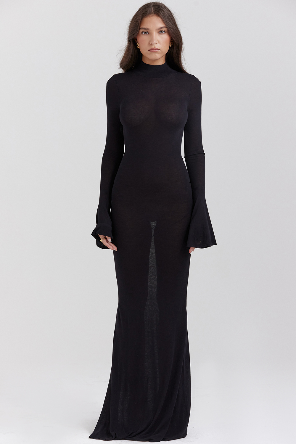 Sancha Black Knit Maxi Dress - luluinthesky