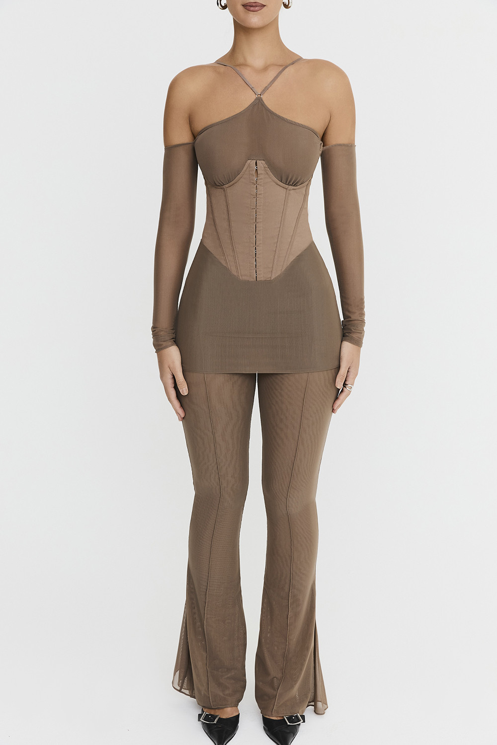 Mistress Rocks Dusty Brown Corset Mini Dress - SALE - luluinthesky
