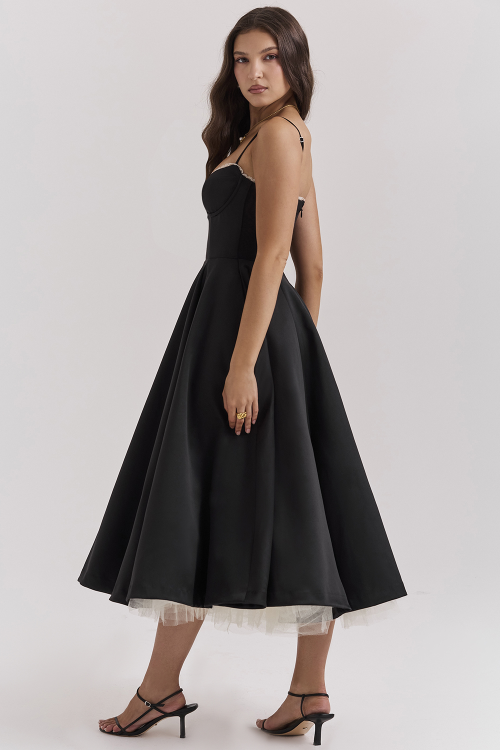 Mademoiselle Black Tulle Midi Dress - luluinthesky