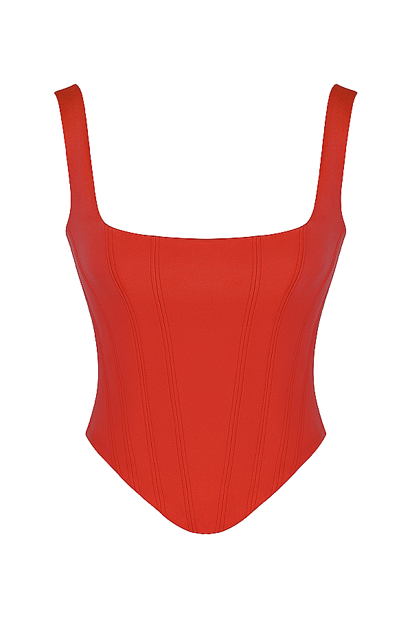 Rafa Scarlet Satin Longline Corset - luluinthesky