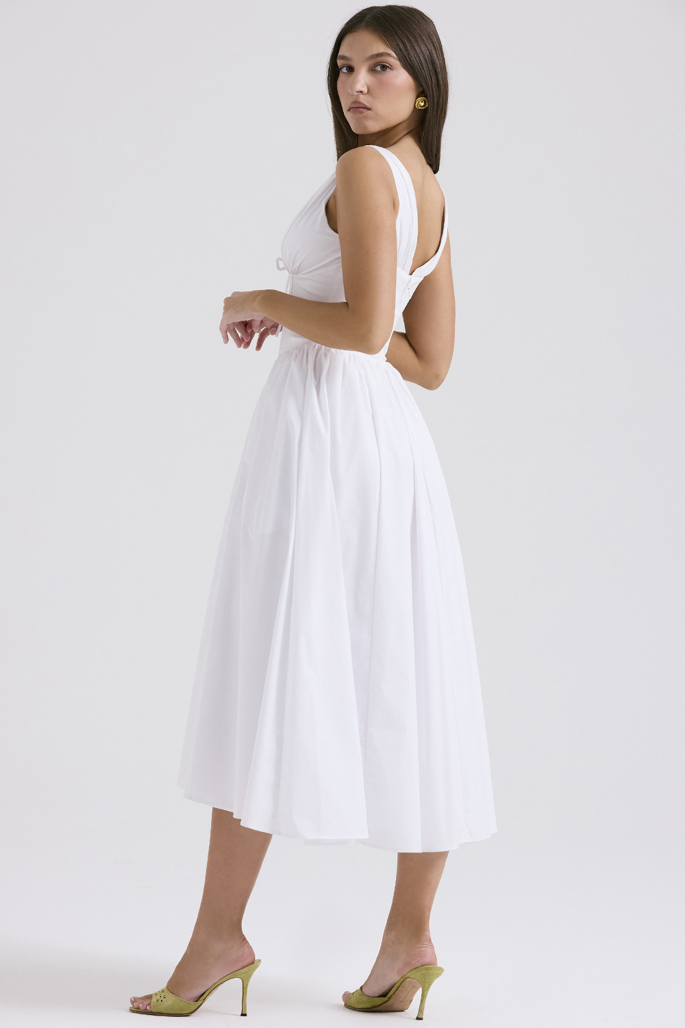 Emmelina White Cotton Corset Sundress - luluinthesky