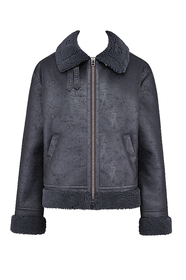 Madden Grey Vegan Shearling Aviator Jacket - luluinthesky