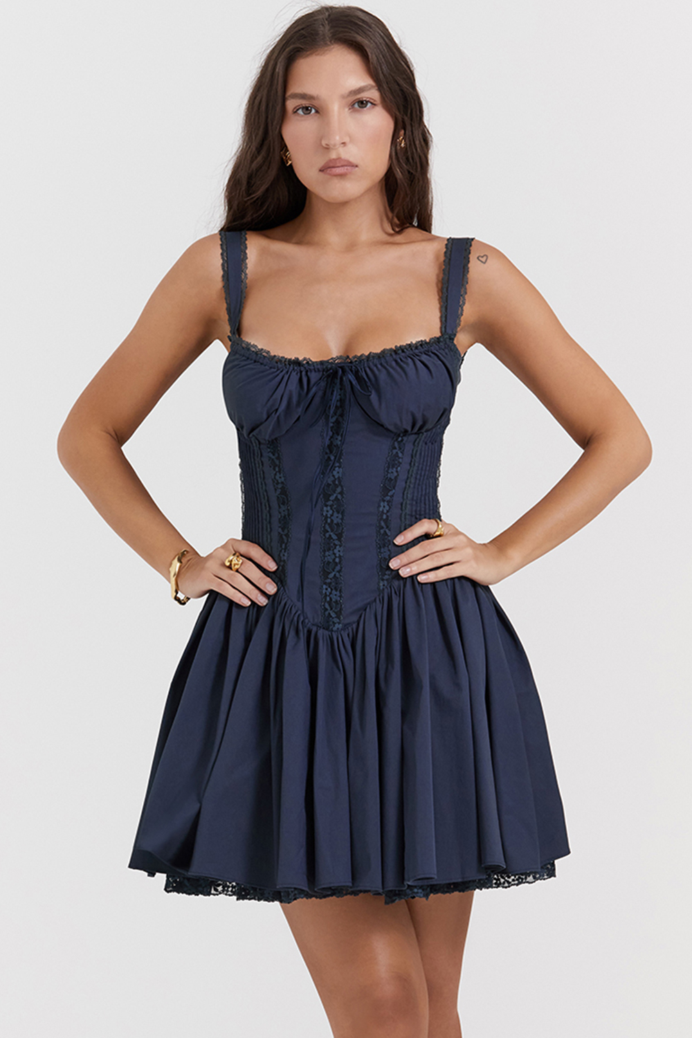 Pietra French Navy Corset Mini Dress - luluinthesky