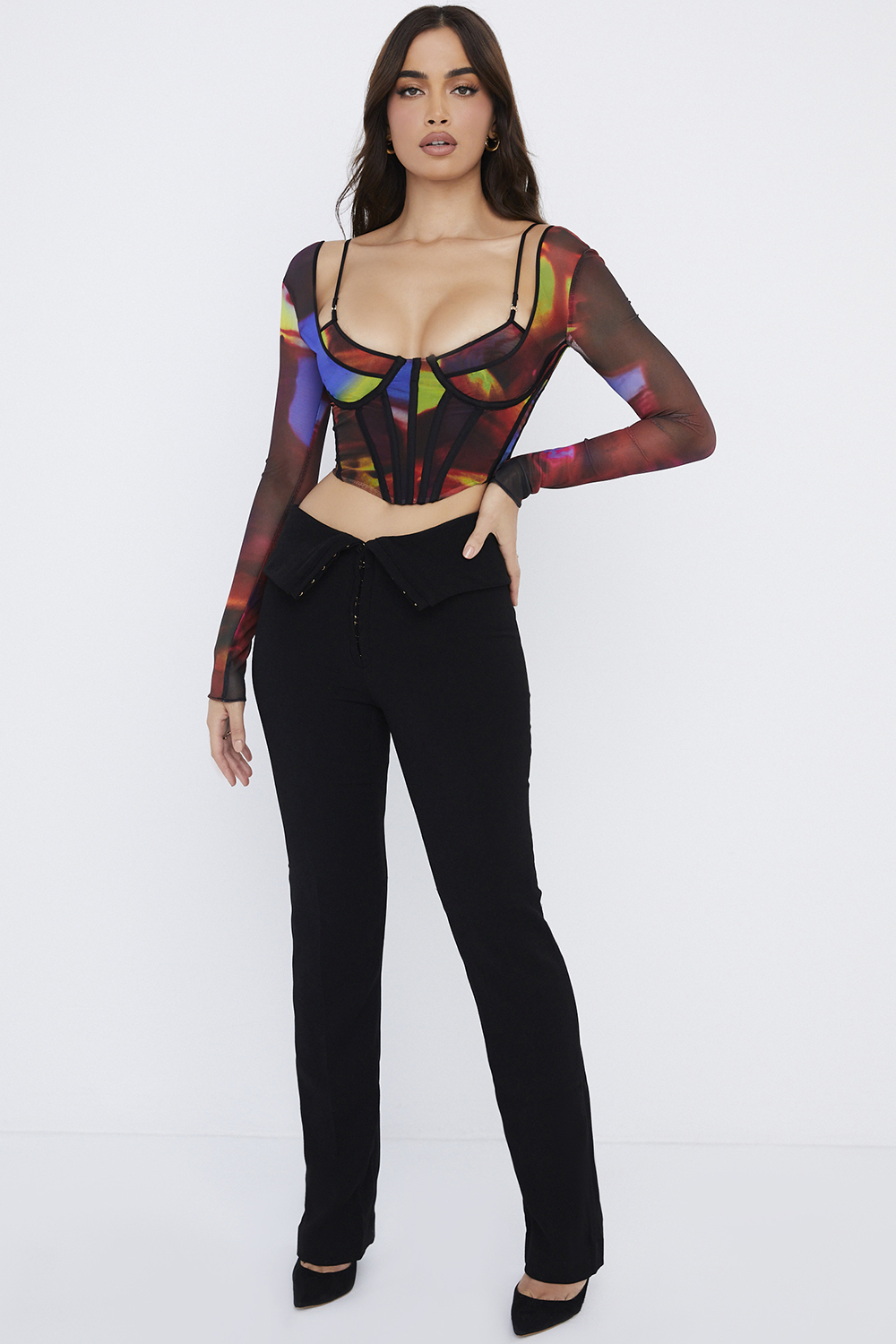 Ava Black Fold Front Trousers - luluinthesky