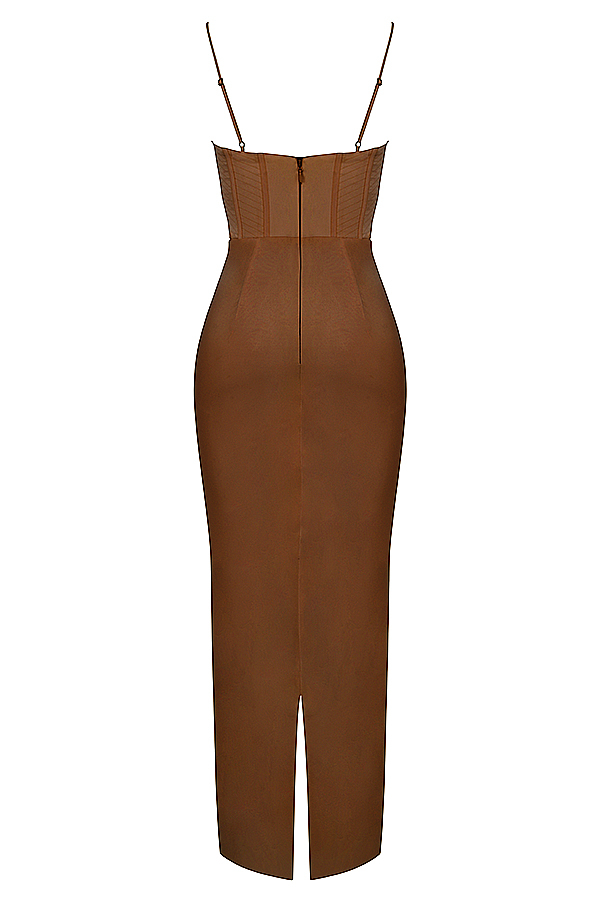 Charmaine Chocolate Corset Maxi Dress - luluinthesky
