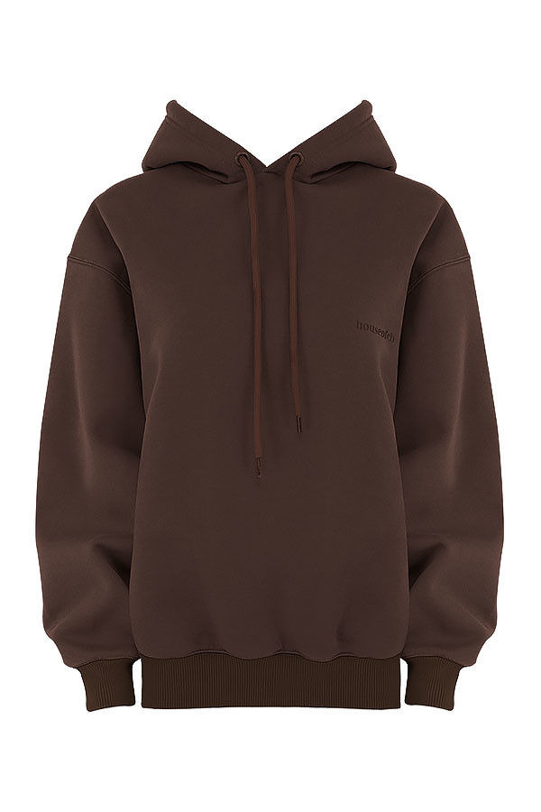 Halo Chocolate Cotton Fleece-Back Oversized Hoodie - luluinthesky