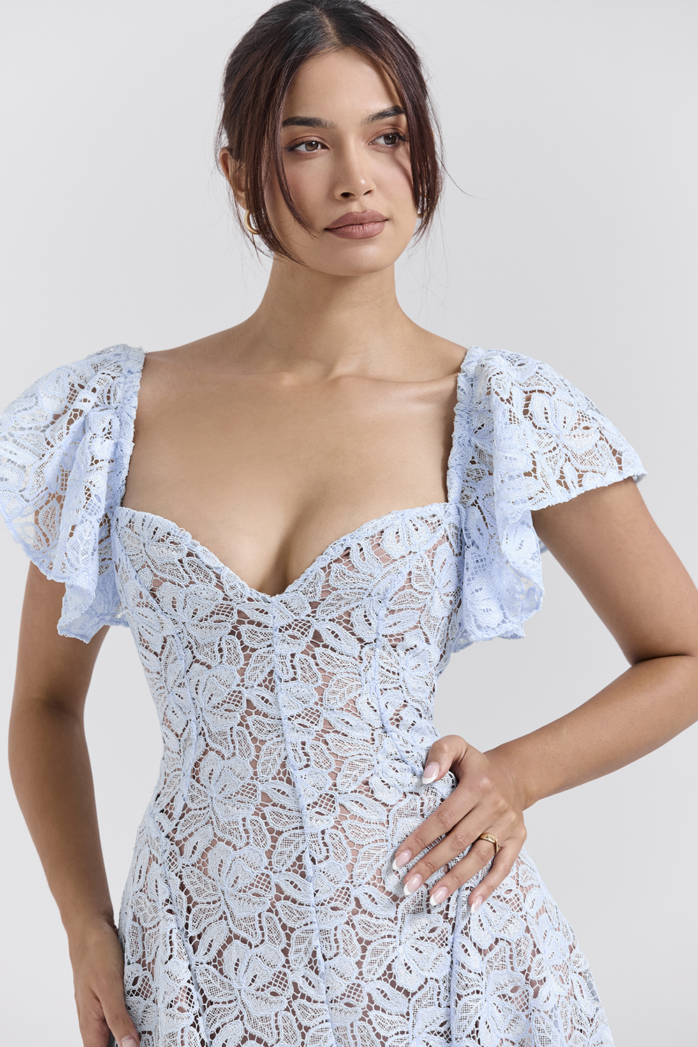 Austen Bluebell Floral Lace Midi Dress - luluinthesky