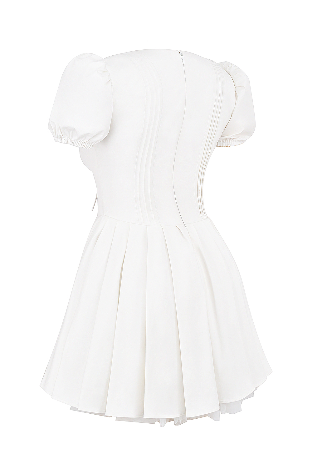 Imani White Pleated Cotton Mini Dress - luluinthesky
