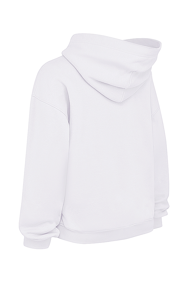 Mirage White Cotton Fleece-Back Zip Through Hoodie - luluinthesky