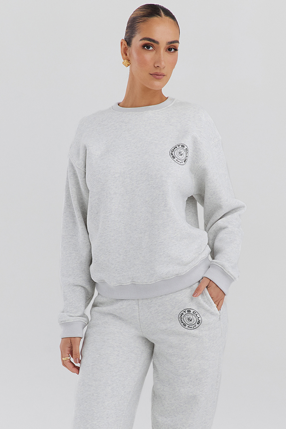 Haze Light Grey Marl Crew Neck Sweatshirt - luluinthesky