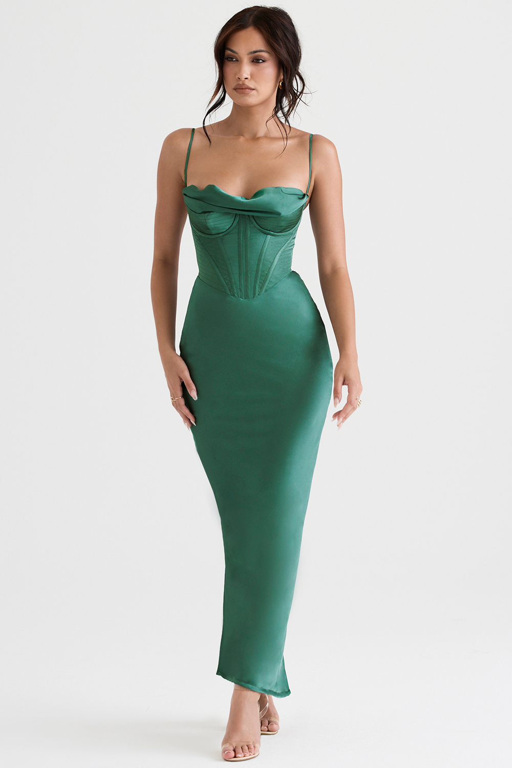 Charmaine Forest Corset Maxi Dress - luluinthesky