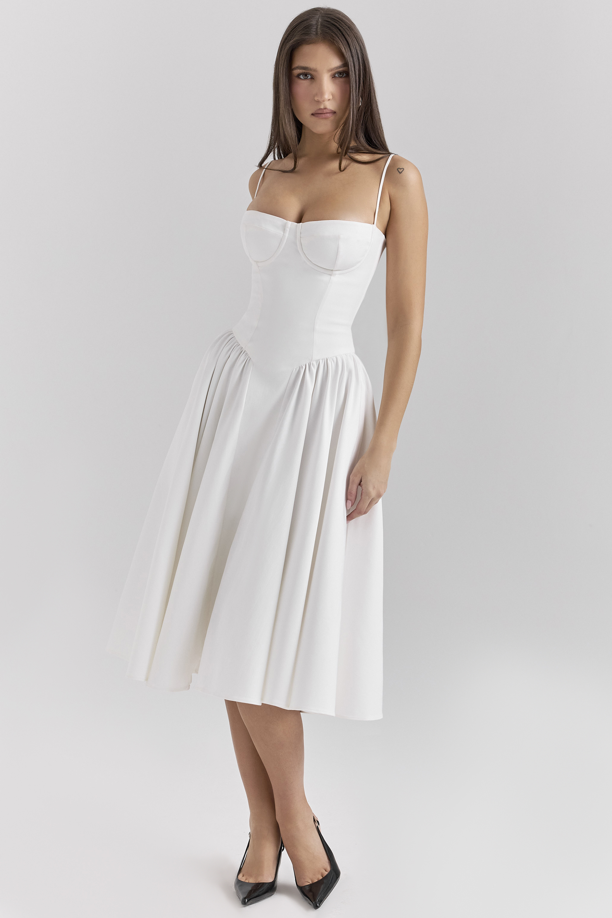 Samaria White Corset Midi Dress - luluinthesky