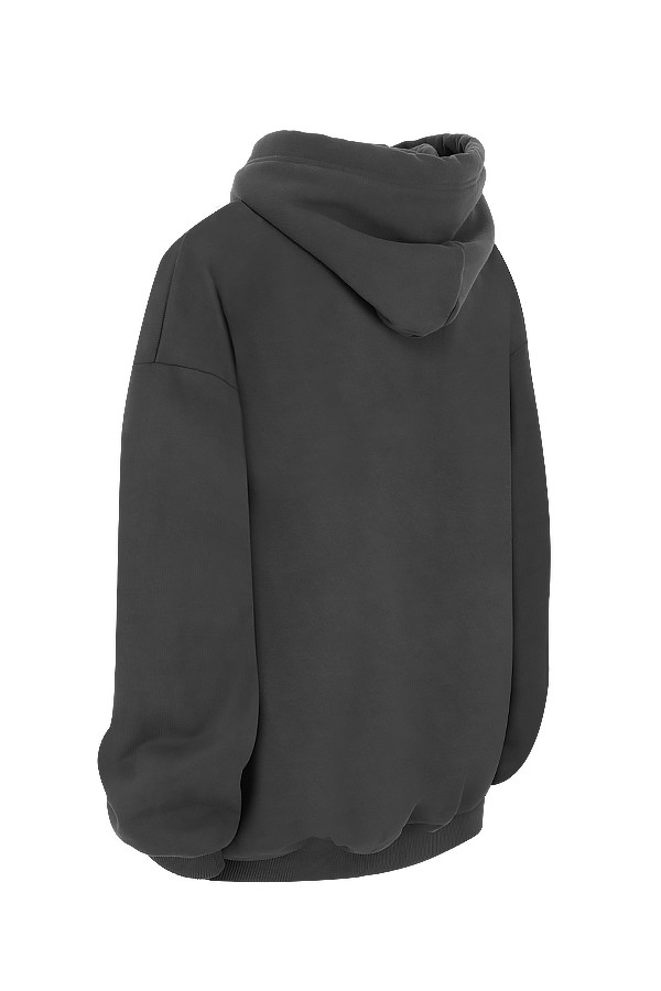 Halo Charcoal Cotton Fleece-Back Oversized Hoodie - luluinthesky