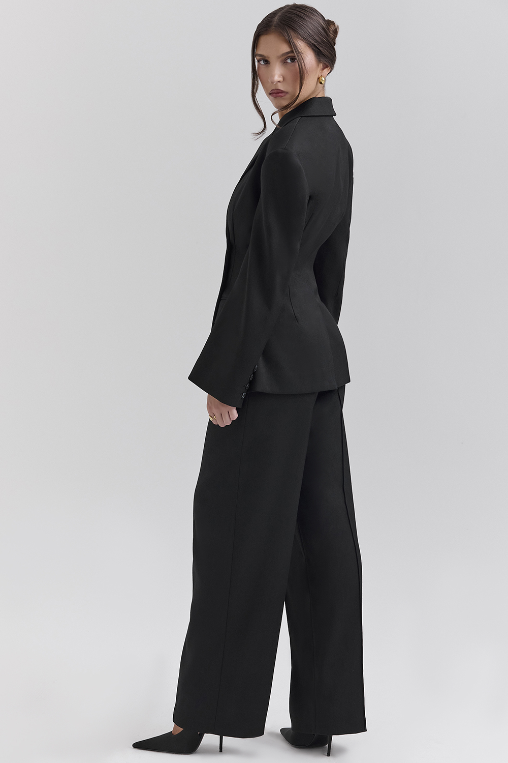 Hayden Black Wide Leg High Waist Tailored Trousers - luluinthesky
