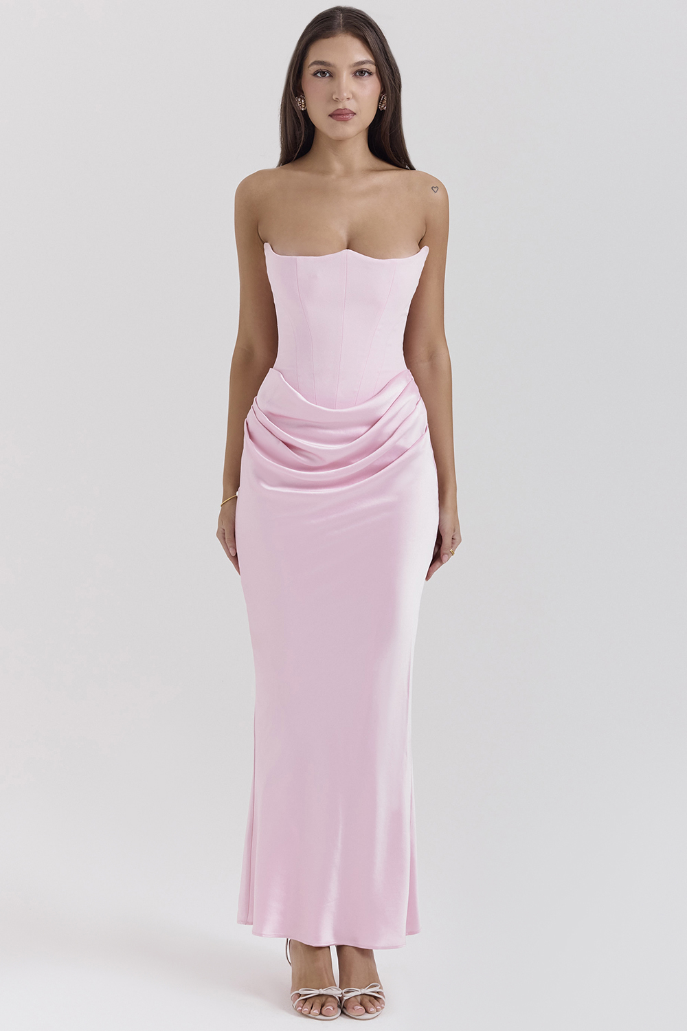 Persephone Rose Shadow Strapless Corset Maxi Dress - luluinthesky
