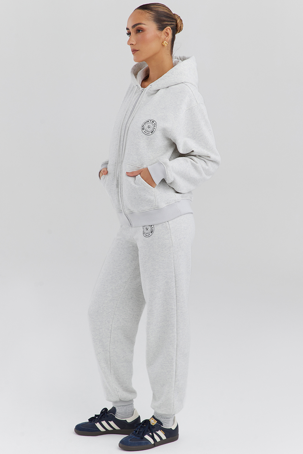 Coast Light Grey Marl Fleece Back Jogging Trousers - luluinthesky