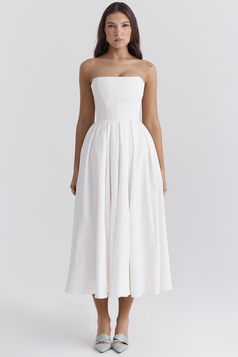 Audrey White Strapless Midi Sundress - luluinthesky