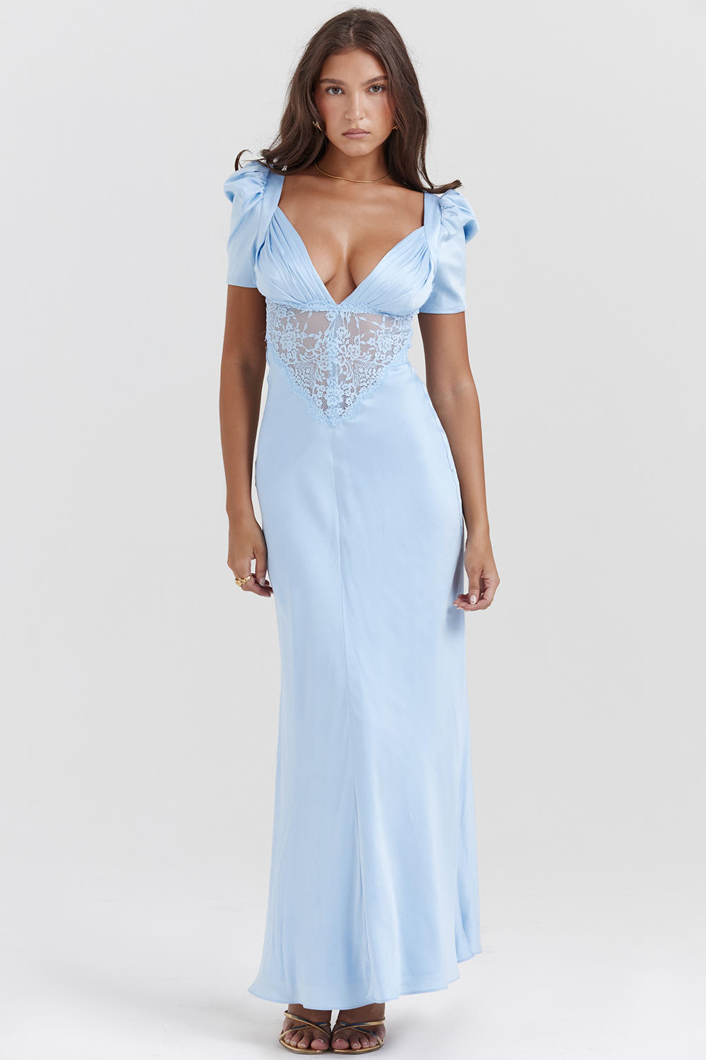 Rafaela Soft Blue Pure Silk & Lace Dress - luluinthesky