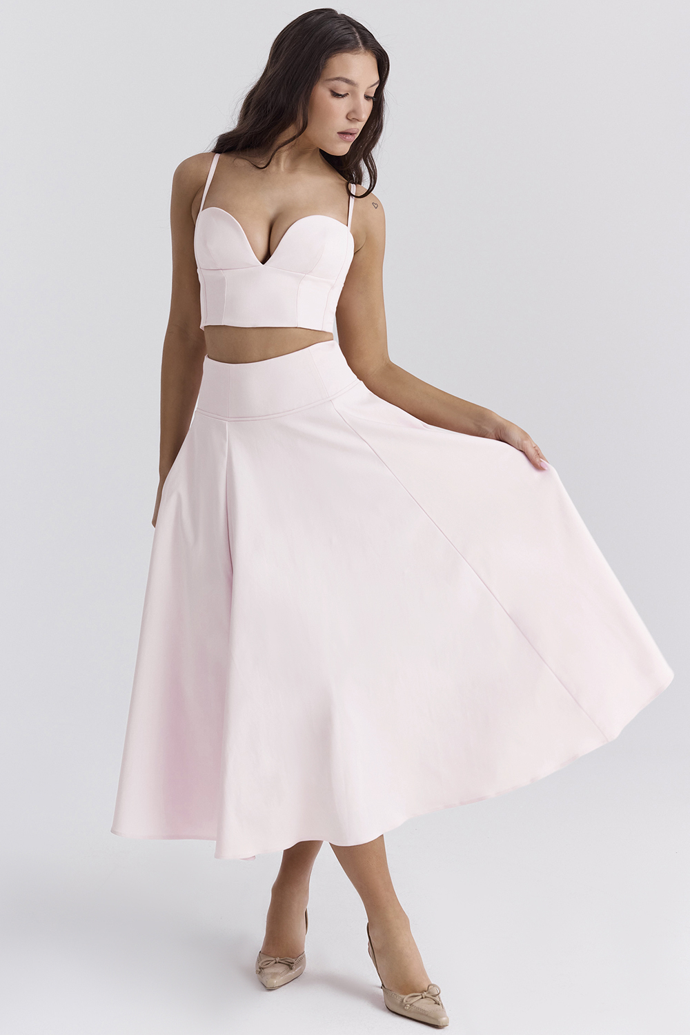 Rita Ballerina Pink A-Line Midi Skirt - luluinthesky