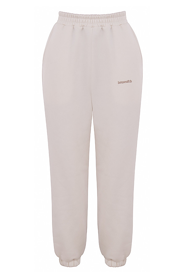 Sky Off White Fleece Back Jogging Trousers - luluinthesky