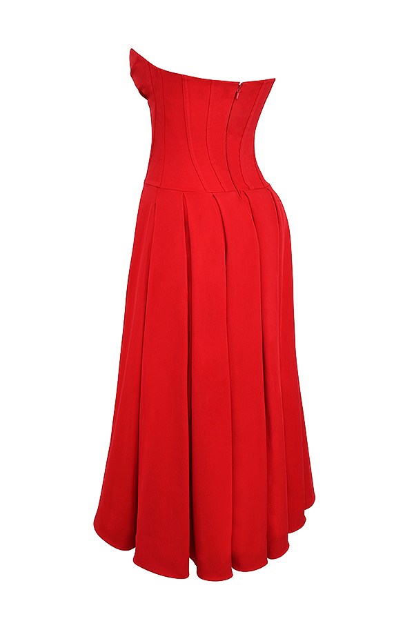 Lady Scarlet Strapless Midi Dress - luluinthesky