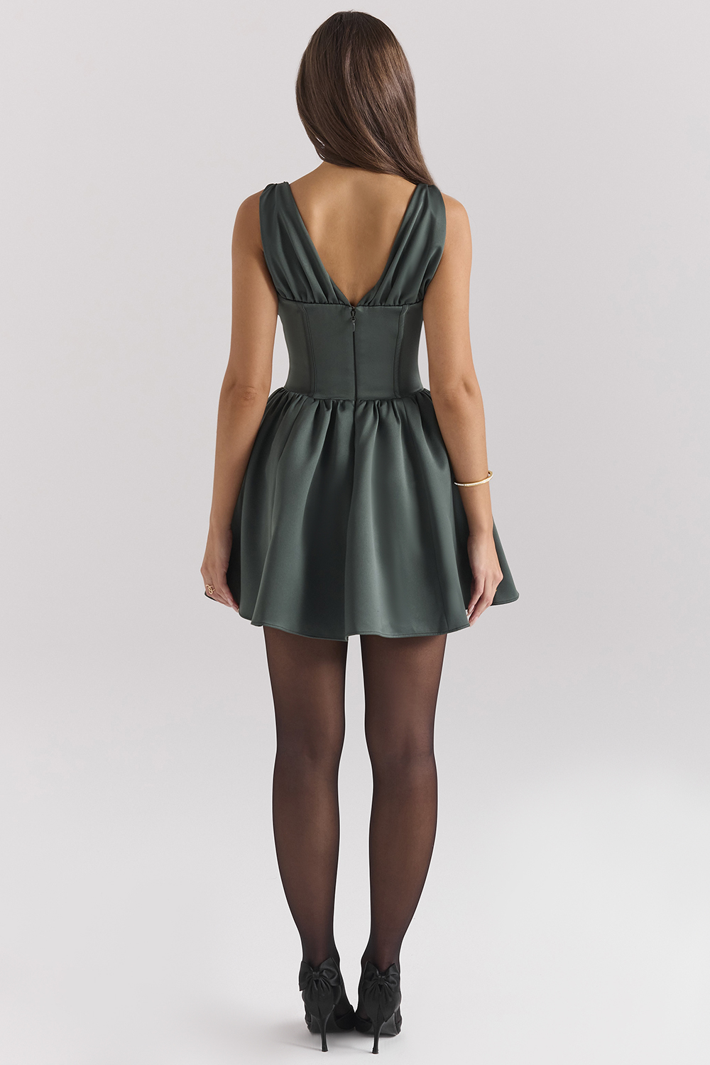 Emmeliette Forest Green Satin Mini Dress - luluinthesky