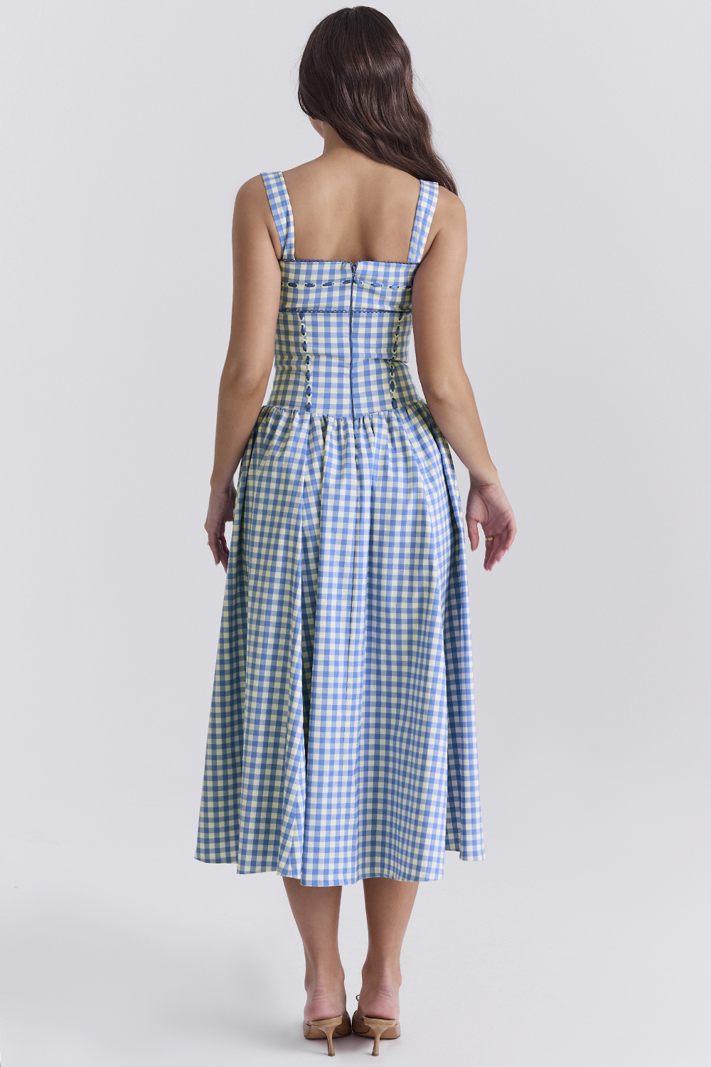 Vivien Regatta Blue Gingham Midi Sundress - luluinthesky