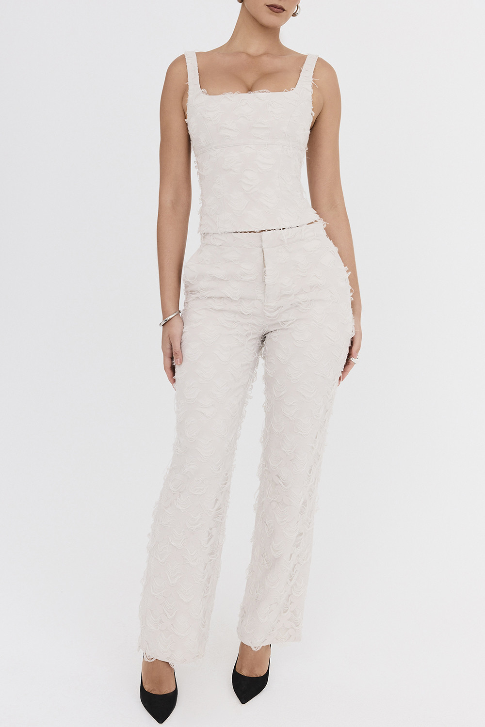 Mistress Rocks Taupe Textured Floral Trousers - SALE - luluinthesky