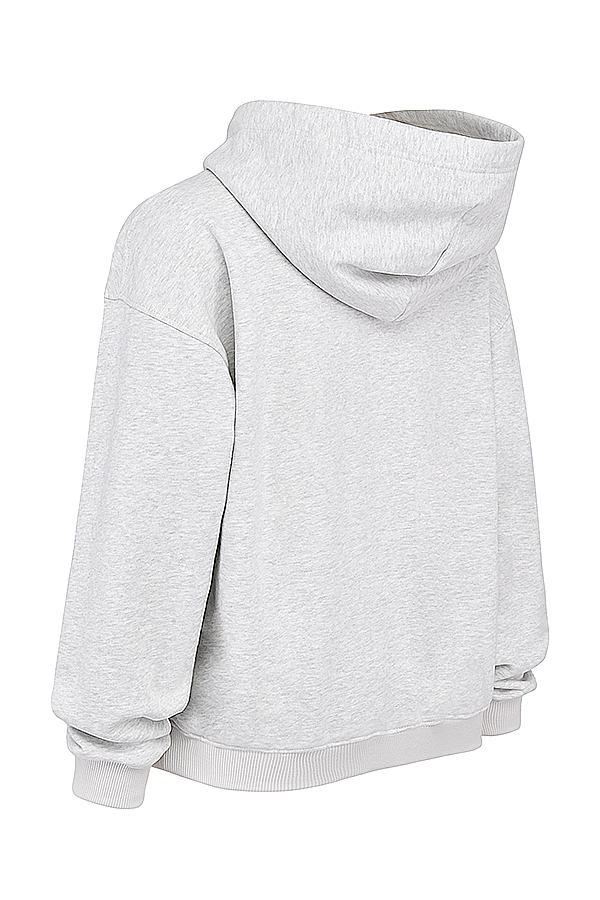 Muse Light Grey Marl Cotton Fleece-Back Hoodie - luluinthesky