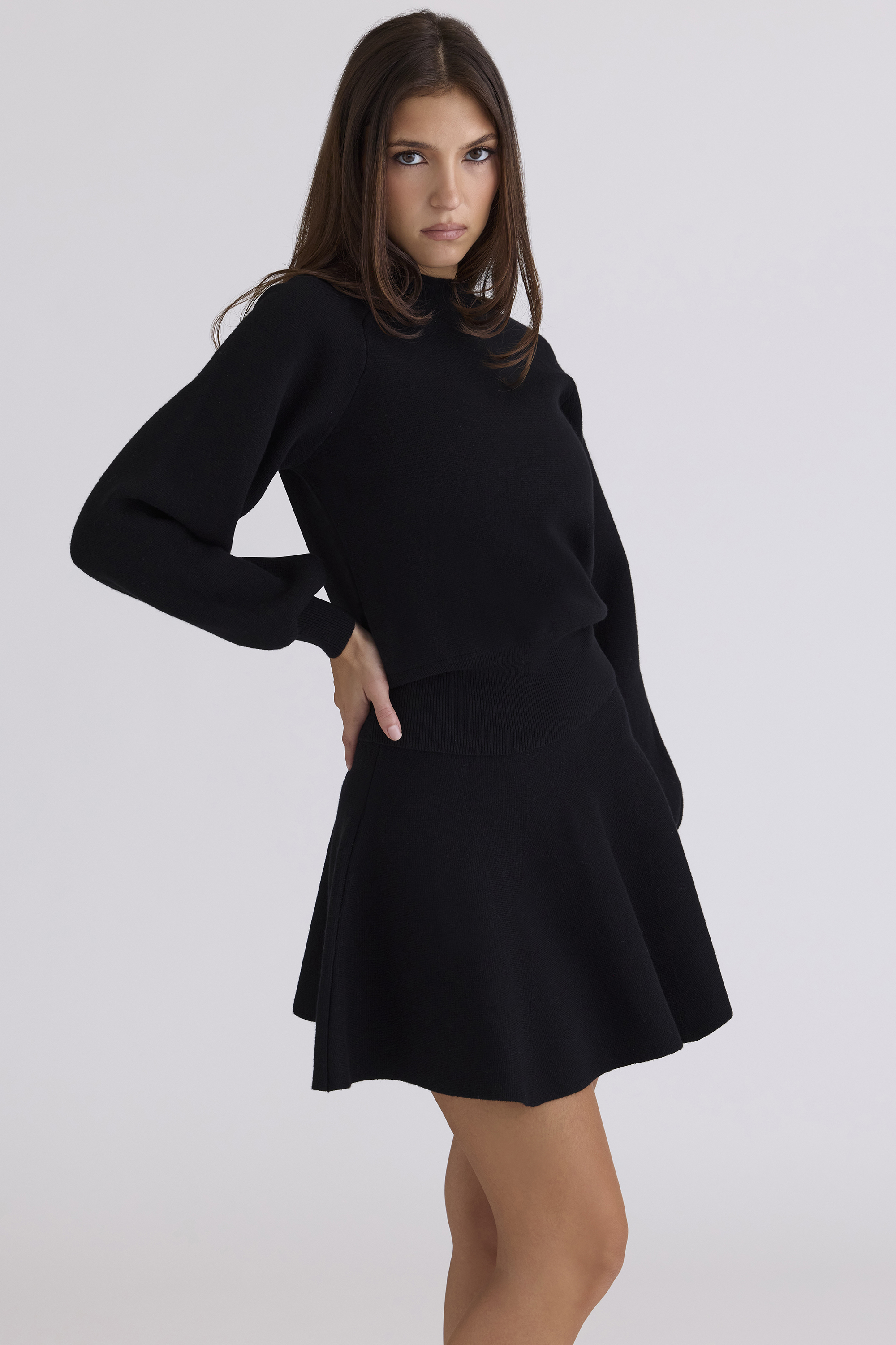Rosina Black Wool & Cashmere Mini Skirt - luluinthesky