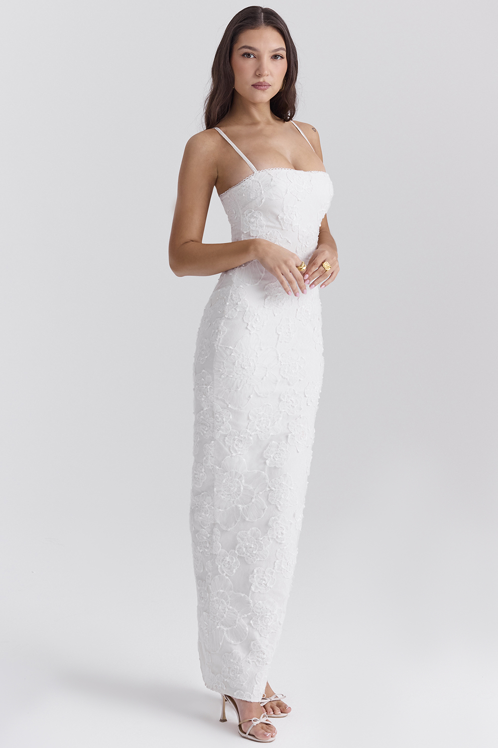 Eva White Floral Lace Maxi Dress - luluinthesky