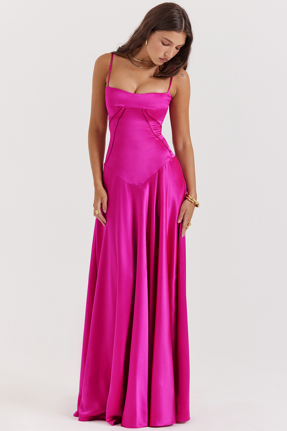 Anabella Fuchsia Lace Up Maxi Dress - luluinthesky
