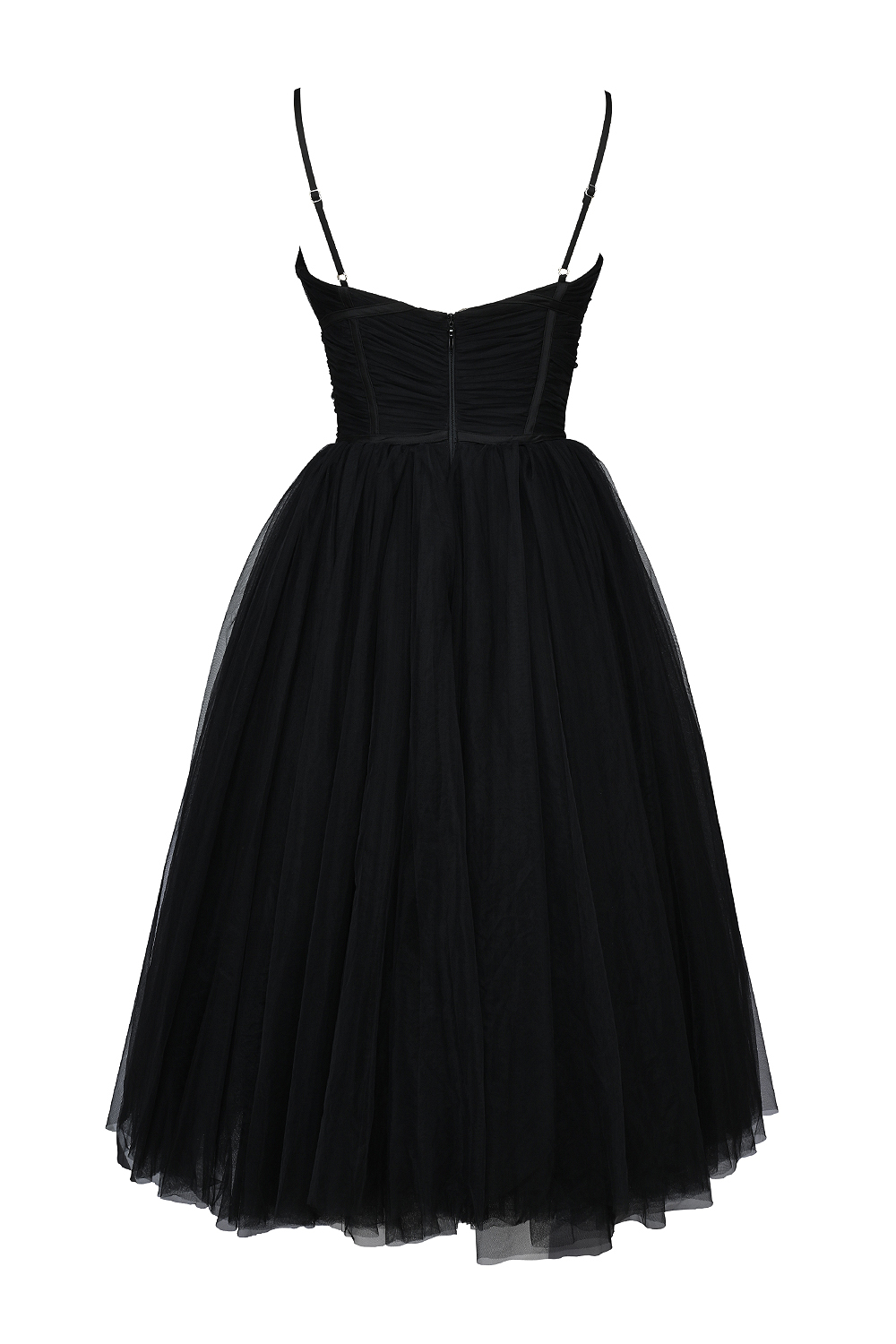 Countess Black Tulle Ruched Bodice Midi Dress - SALE - luluinthesky