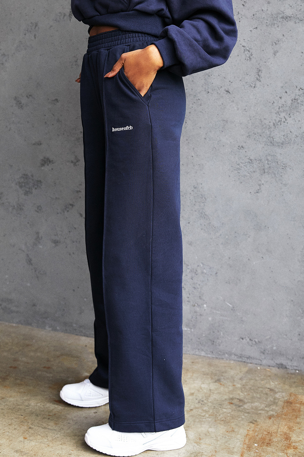 Sky Navy Fleece Back Jogging Trousers - luluinthesky