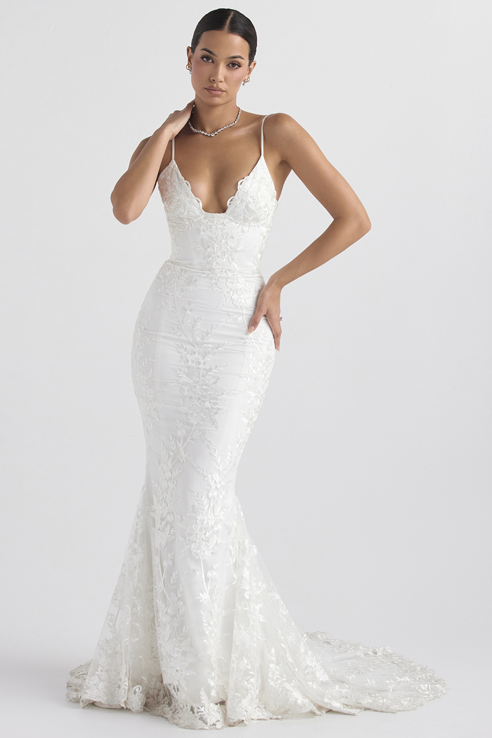 Solene White Lace Bridal Gown - luluinthesky