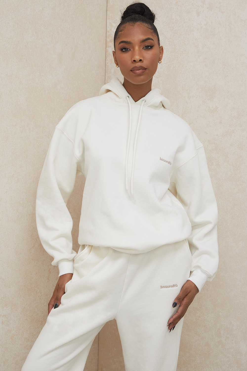 Halo Off White Cotton Fleece-Back Oversized Hoodie - luluinthesky