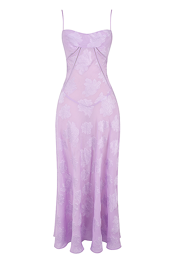 Seren Orchid Floral Lace Back Maxi Dress - luluinthesky
