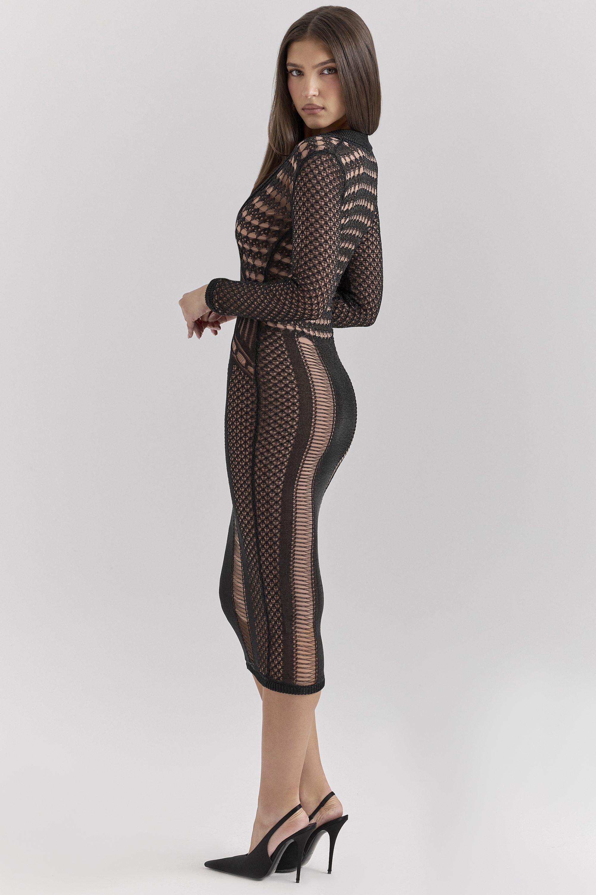 Loula Black Plunge Midi Dress - SALE - luluinthesky