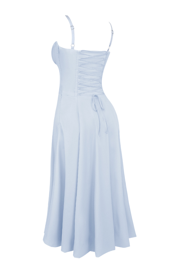 Carmen Soft Blue Cotton Bustier Sundress - luluinthesky